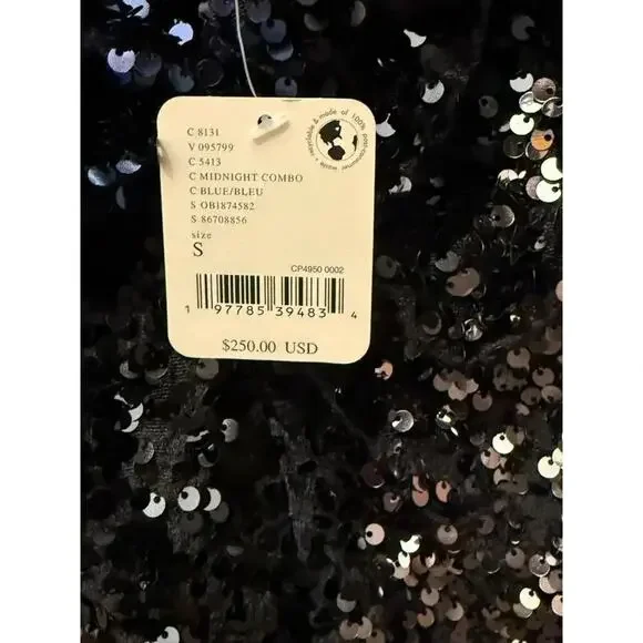 Free People Glitter Gold Midnight Sequin Plunging V Neck Midi Dress Small S NWT - Picture 5 of 5